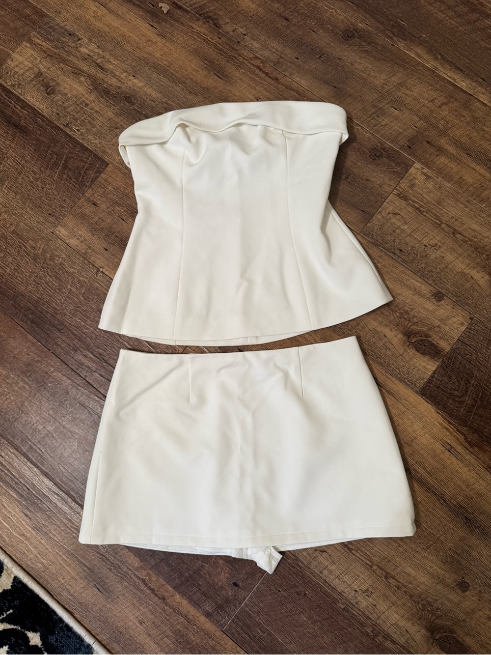 Hello Molly White Strapless Mini Skirt Set